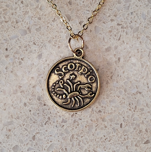 ♏️  Scorpio Zodiac Sign 18k Gold Plated Necklace - Picture 1 of 6